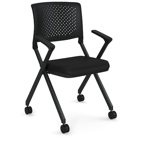 Officesource Julep Collection Nesting Chair with Arms and Casters, Black Frame 5494NSABK